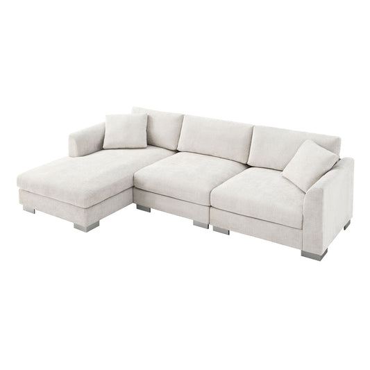 Modern Cloud Sectional Sofa L Shaped Luxury Couch Set With 2 Free Pillows 4 Seat With Oversized Chaise Luxe & Co.