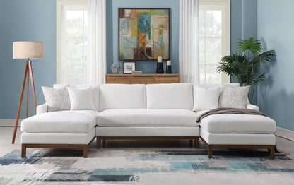 Valiant - Chenille Sectional Sofa With 4 Pillows - Ivory Acme
