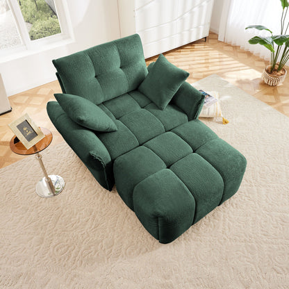 Ergonomic Single Seater Sofa With Ottoman, High Resilience Support Cushions Home Essentials