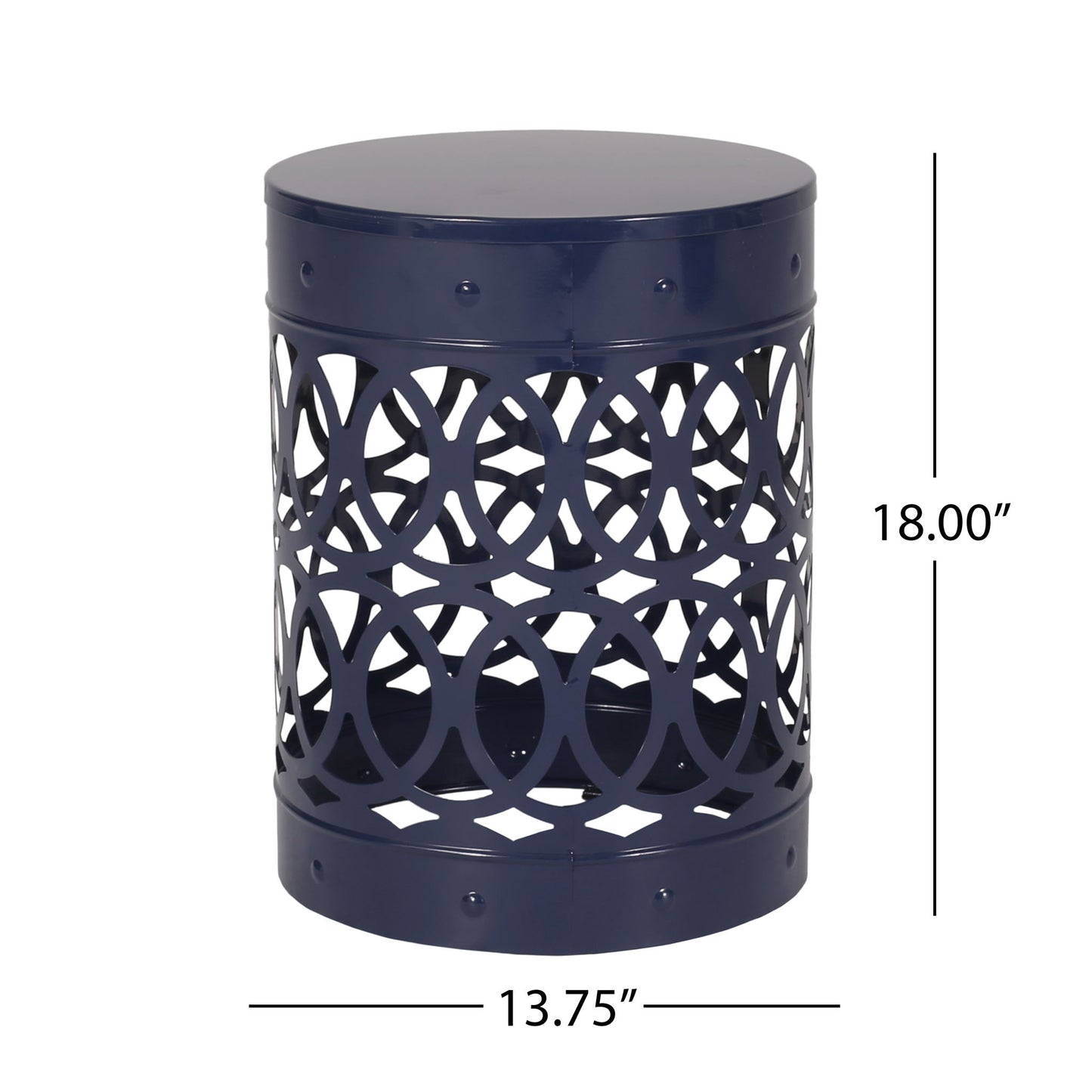 Outdoor Metal Large End Table, Modern Design Noble House