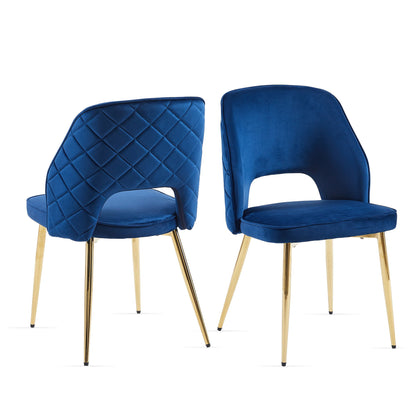 Velvet Dining Chairs With Metal Legs And Hollow Back Upholstered Dining Chairs Home Essentials