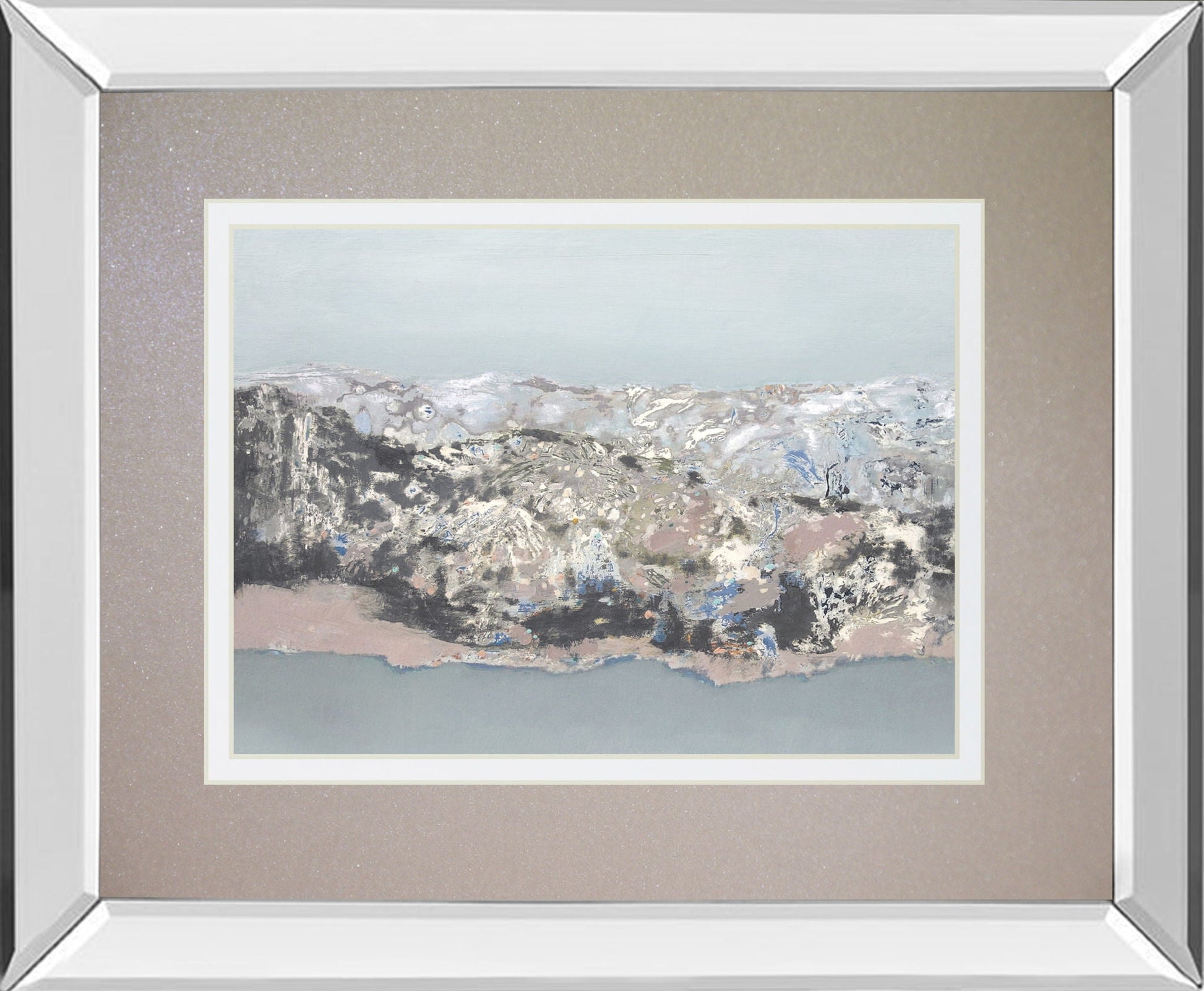 Terrain By Caroline Gold -Mirror Framed Print Wall Art - White Classy Art