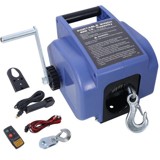 Reversible Electric 12V Trailer Winch For Boats Up To 5000 Lbs, Galvanized Wire Rope Casing - Blue Daily Nest