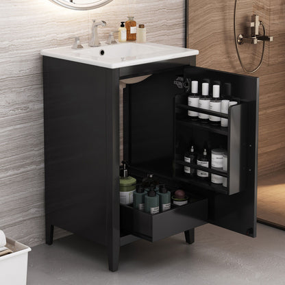 Modern Bathroom Vanity With Sink, Functional Drawer, Soft- Closing Door Noble House