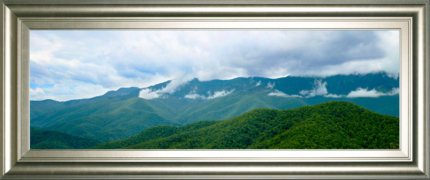 Misty Mountains Il By Kames Mcloughlin - Framed Print Wall Art - Green