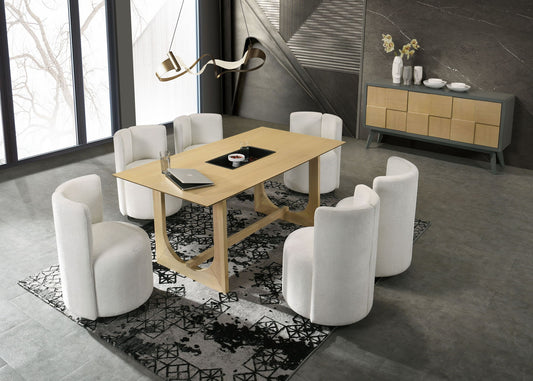 Blayde - 8 Pieces Dining Room Set - Natural / White Acme