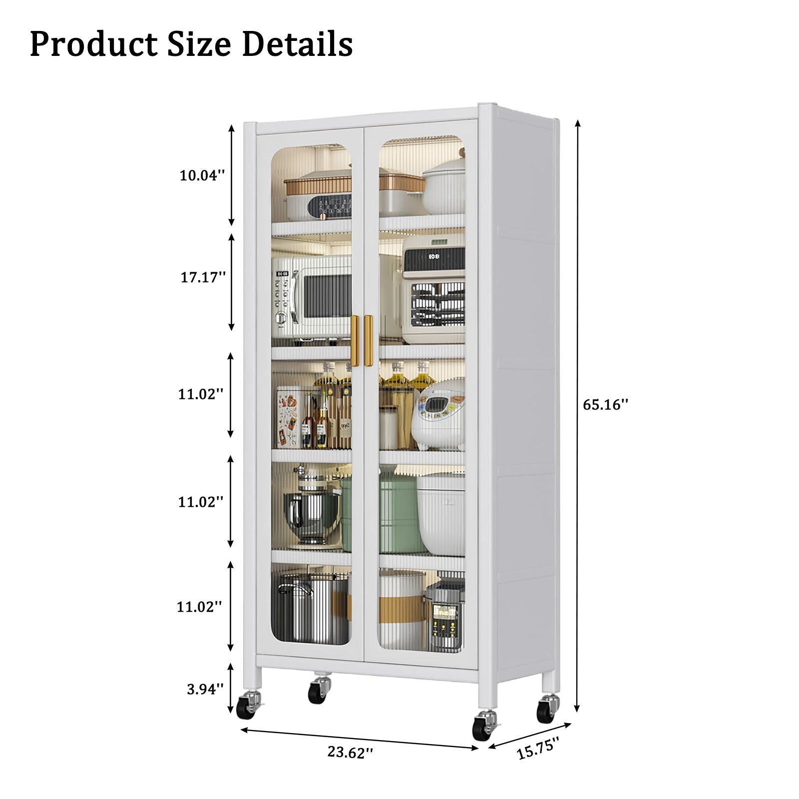 6 Tier Storage Cabinet With Transparent Door, Adjustable Shelves & Wheels Home Essentials