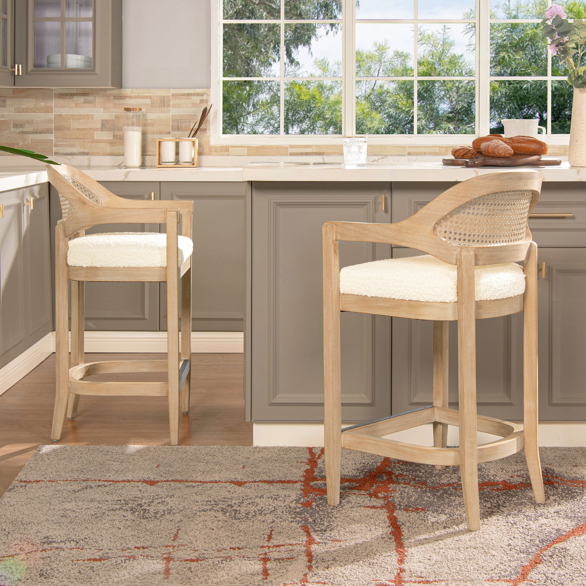 Americana - Mid-Century Modern Cane Back Counter Stool Jennifer Taylor Home