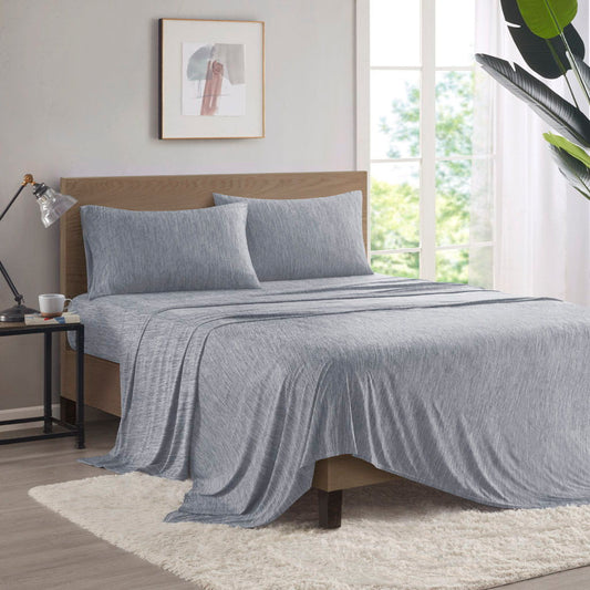 Comfort Cool Jersey Knit - Nylon Blend Twin Sheet Set - Gray