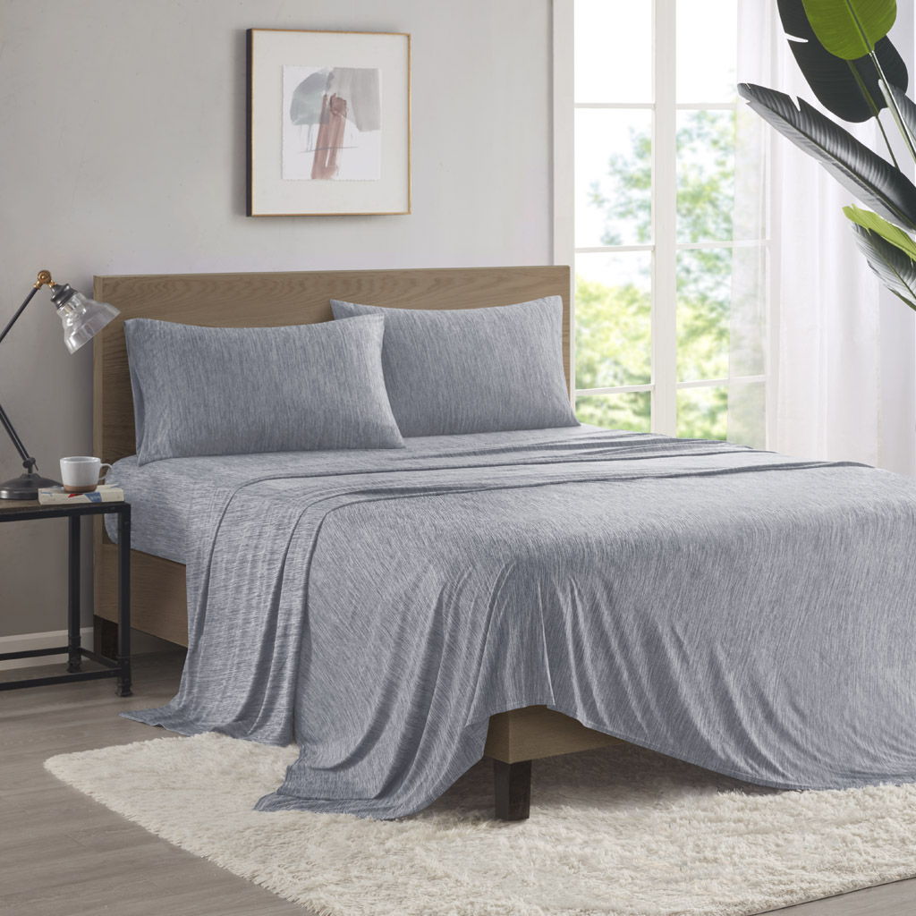 Comfort Cool Jersey Knit - Nylon Blend Queen Sheet Set - Gray