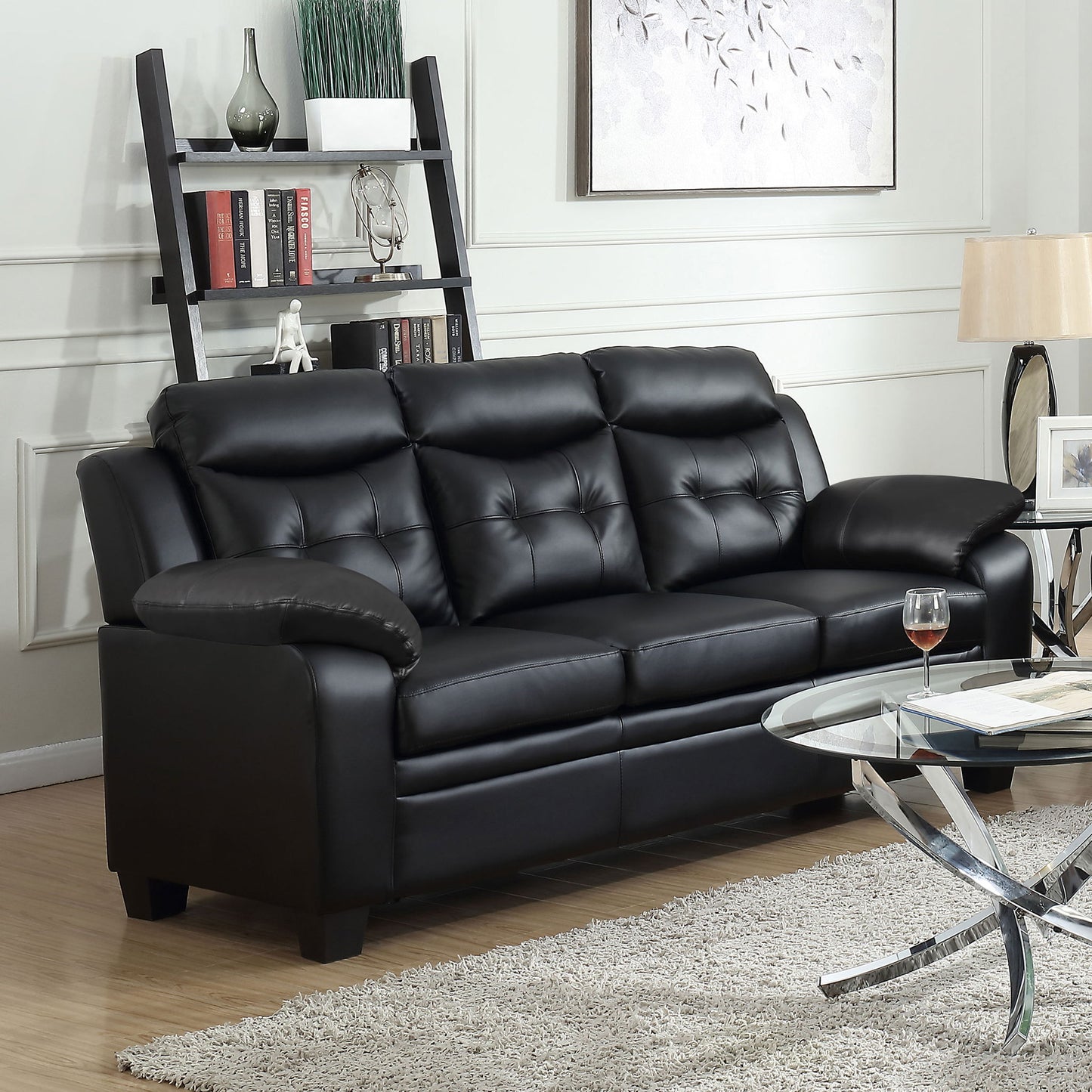 Eaton - Padded Sofa With Tufted Design - Black Furniture Max