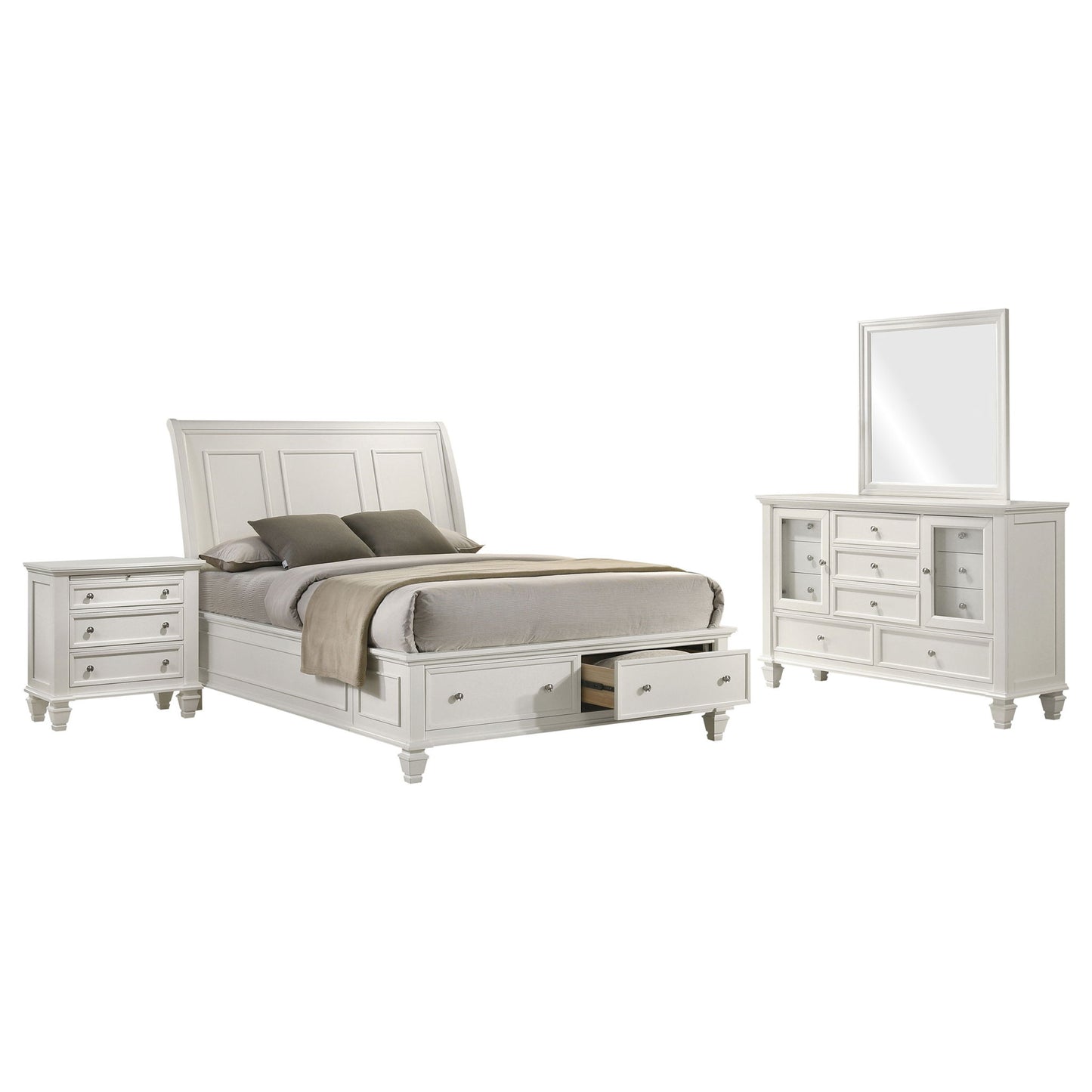 Rocco - 4 Piece Queen Bedroom Set - Cream White Furniture Max