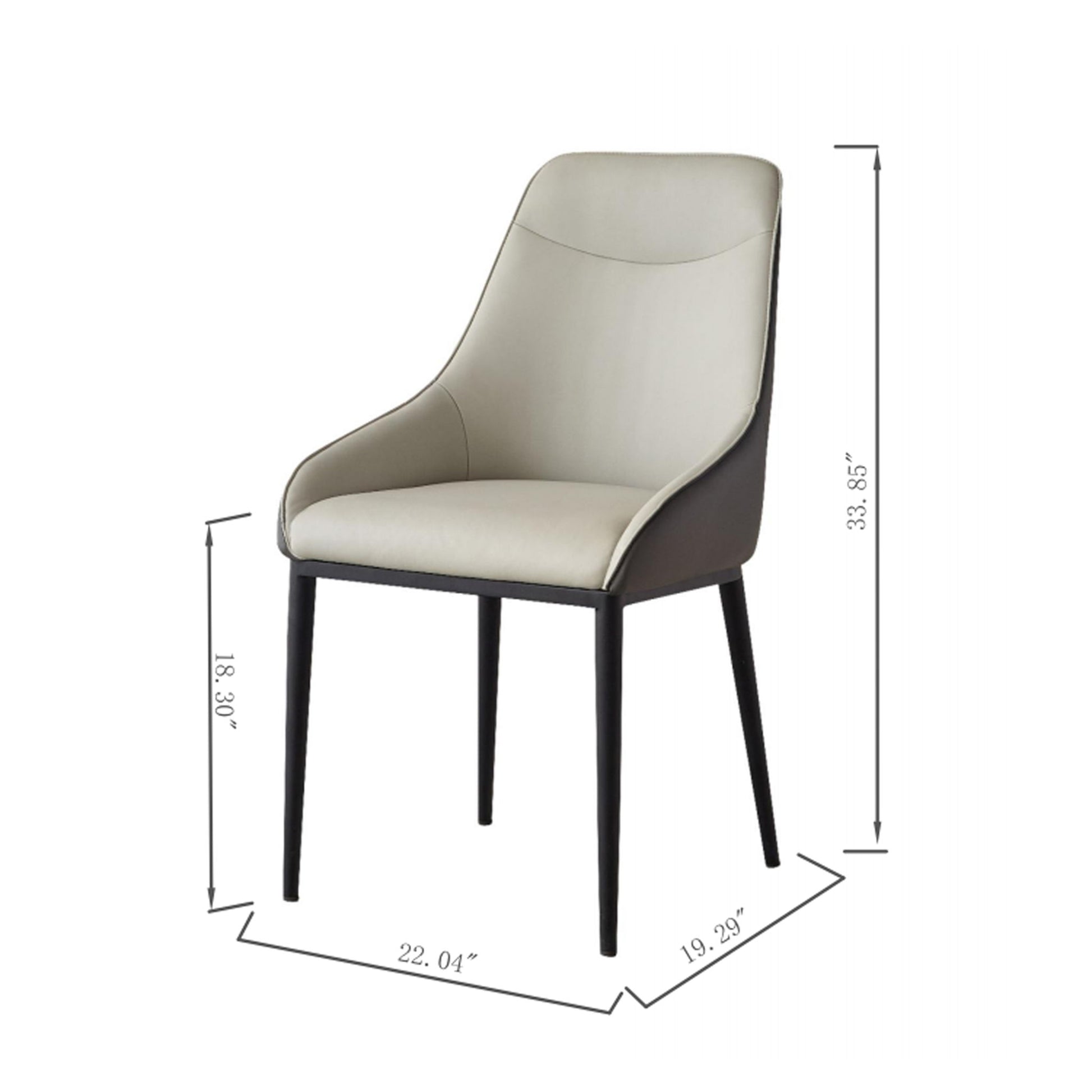Modern Dining Chair Set Upholstered Seats Steel Metal Legs 2 Tone Contemporary Kitchen Living Room Furniture (Set of 2) - Black / Gray Home Essentials