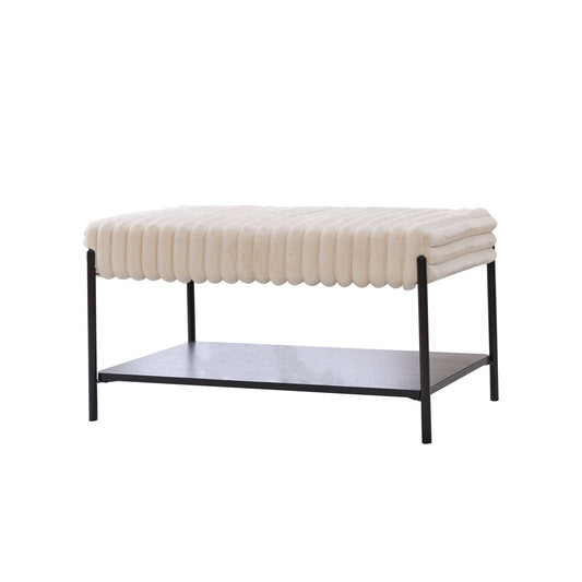 Upholstered Ottoman Coffee Table Foot Rest With Open Storage Home Essentials