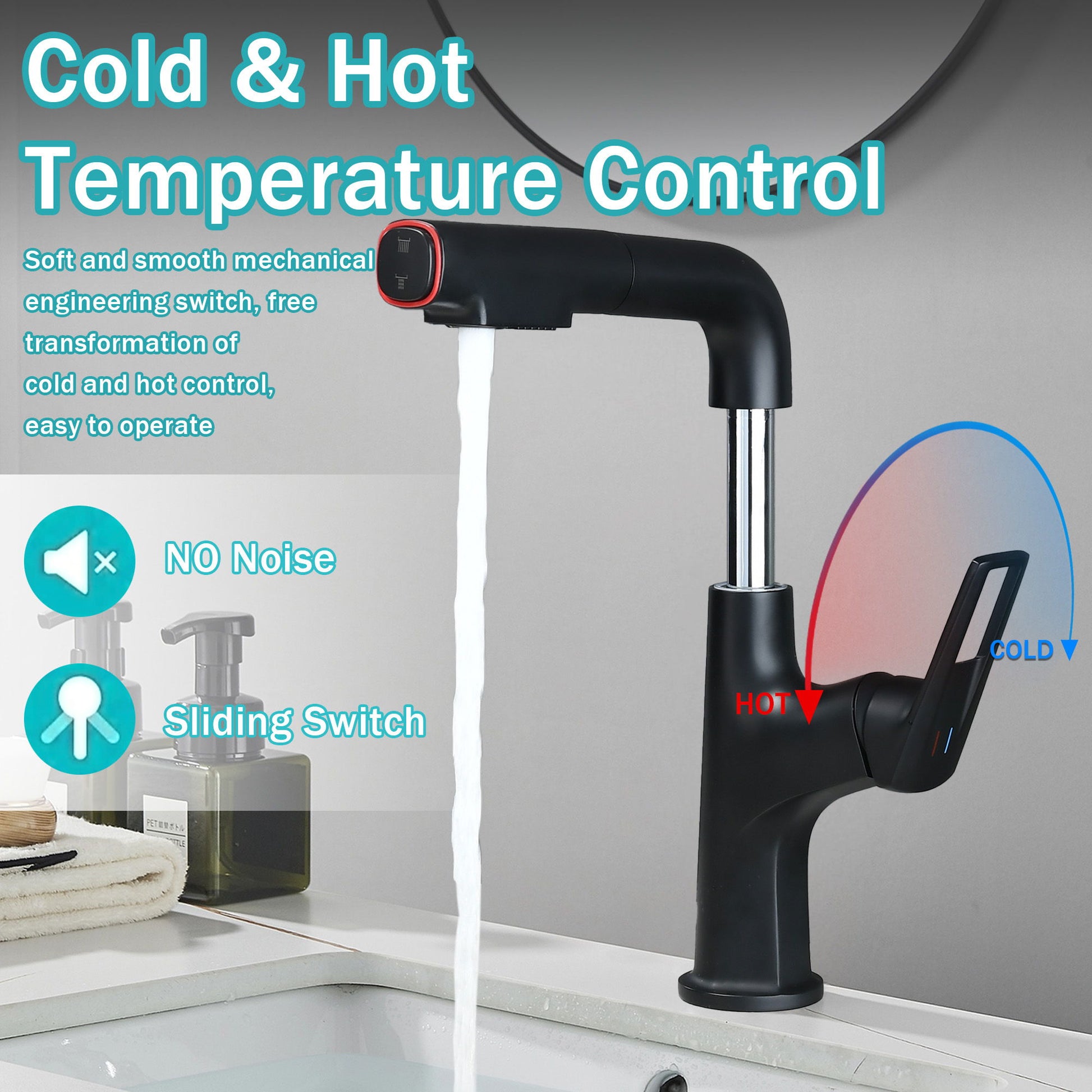 Pull Down Vessel Faucet With Lift Spout & Dual Spray Modes Daily Nest