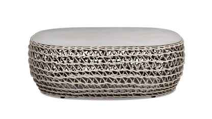Willow - Oval Woven Patio Coffee Table, Wicker Frame Jennifer Taylor Home