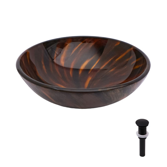 Vessel Bathroom Sink With Pop Up Drain, Round Bowl Design For Bathrooms - Brown Daily Nest