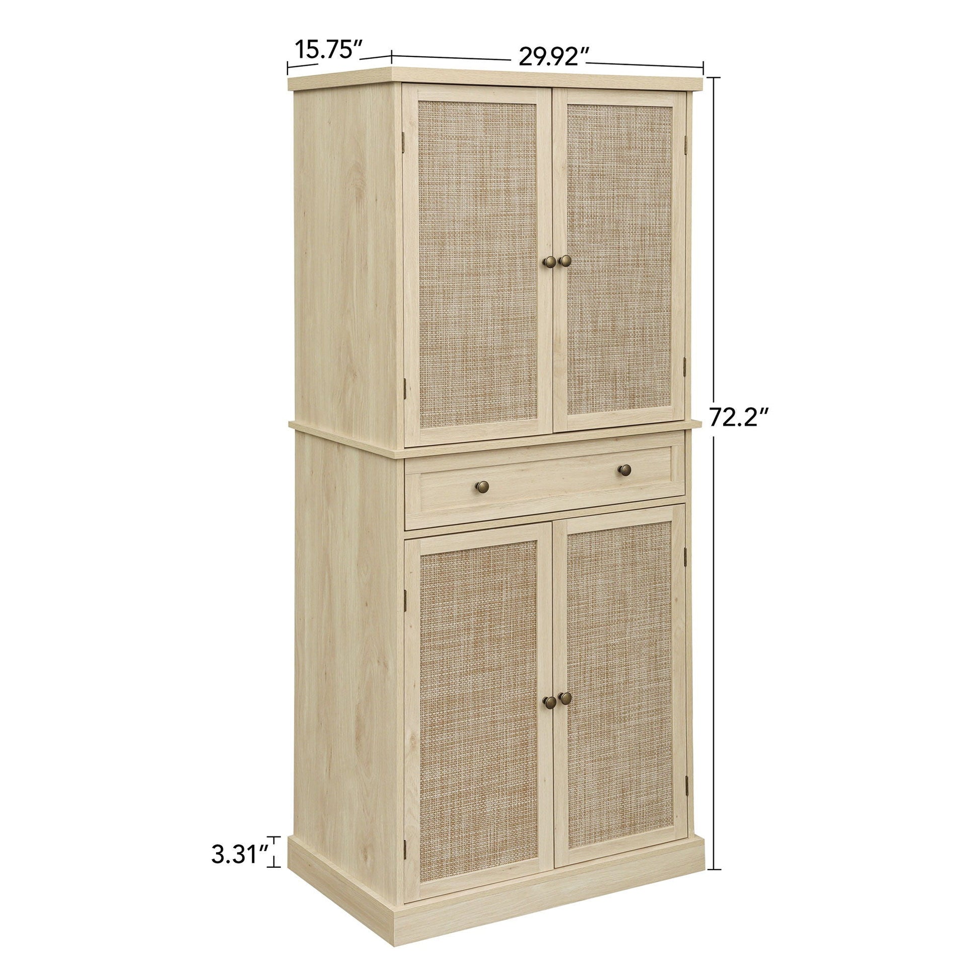 4 Door Storage Cabinet With 1 Drawer And 4 Adjustable Inner Shelves - Natural Home Essentials