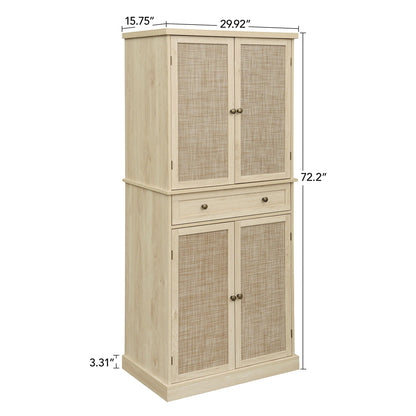 4 Door Storage Cabinet With 1 Drawer And 4 Adjustable Inner Shelves - Natural Home Essentials