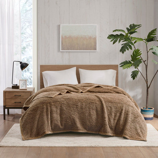 Burlington - King Berber Blanket - Brown Woolrich