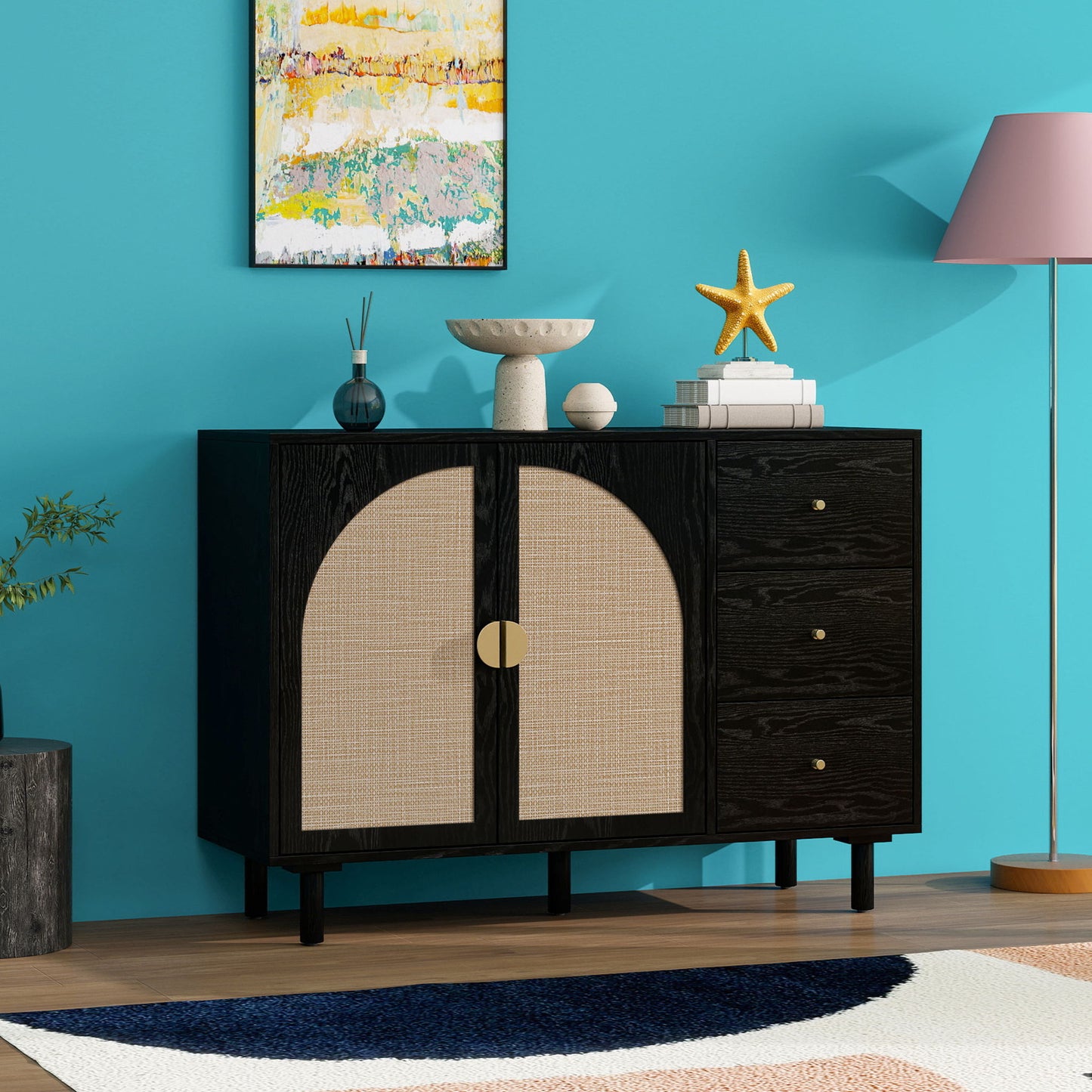 2 Door 3 Drawer Cabinet, Adjustable Storage System Home Essentials