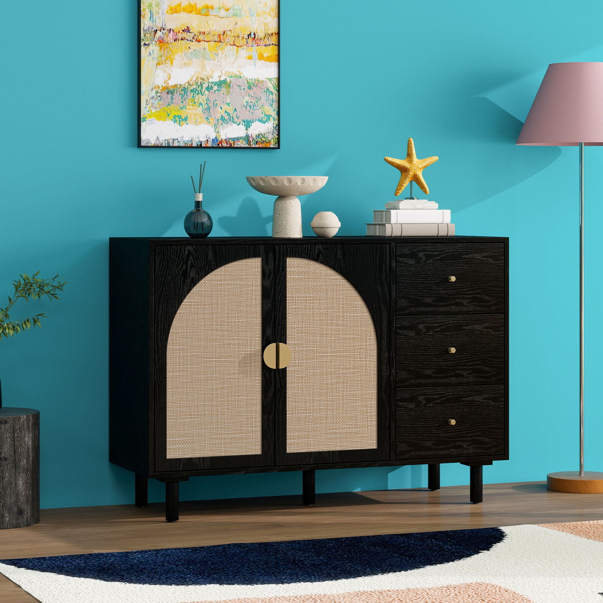 2 Door 3 Drawer Cabinet, Adjustable Storage System Home Essentials