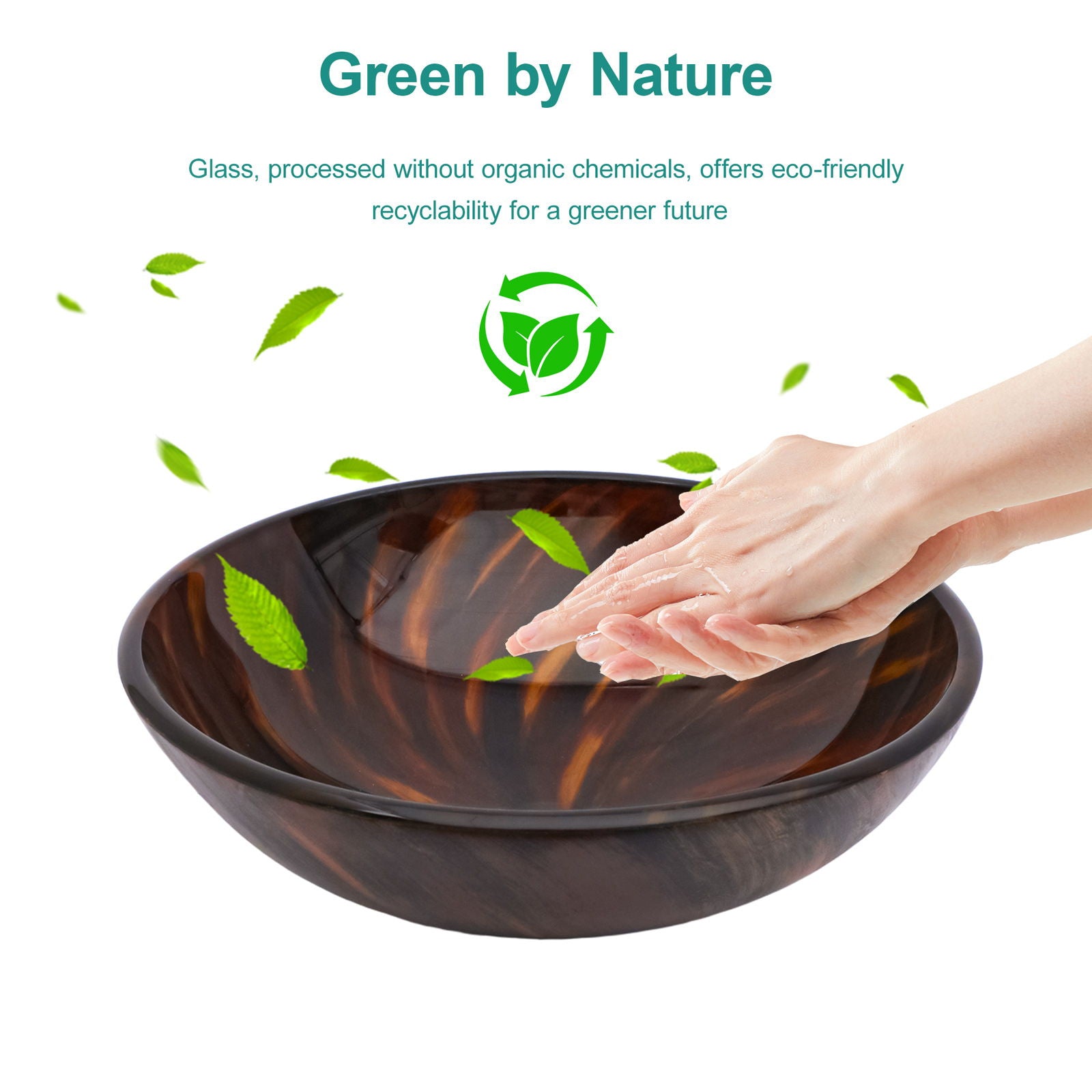 Vessel Bathroom Sink With Pop Up Drain, Round Bowl Design For Bathrooms - Brown Daily Nest