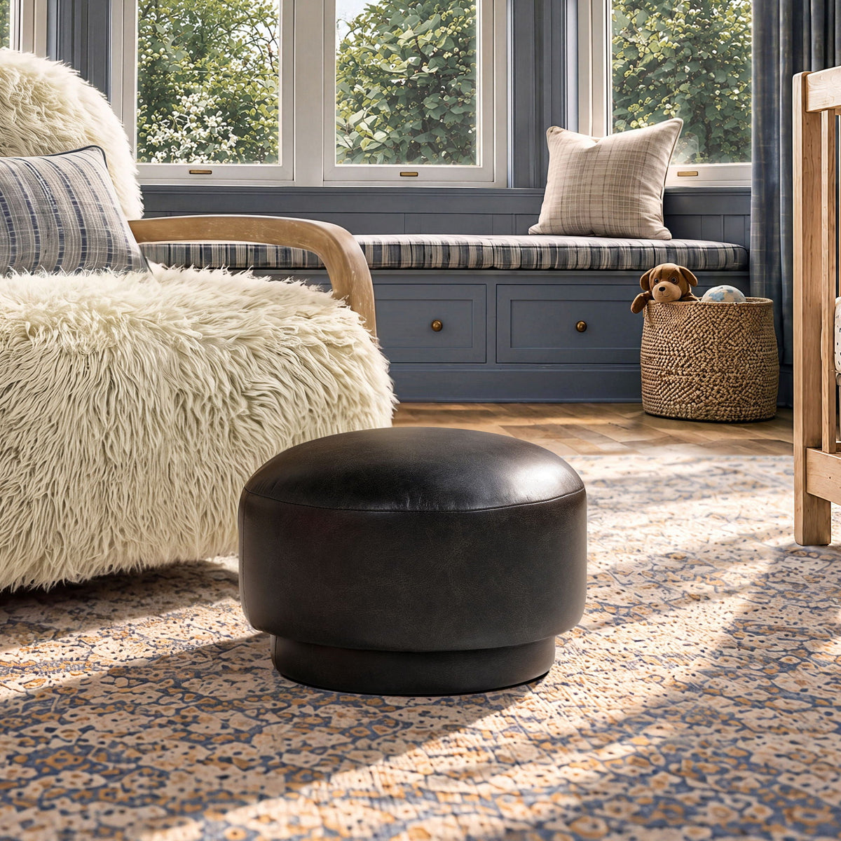 Fuji - Mushroom Footstool Ottoman With Compact Design Jennifer Taylor Home