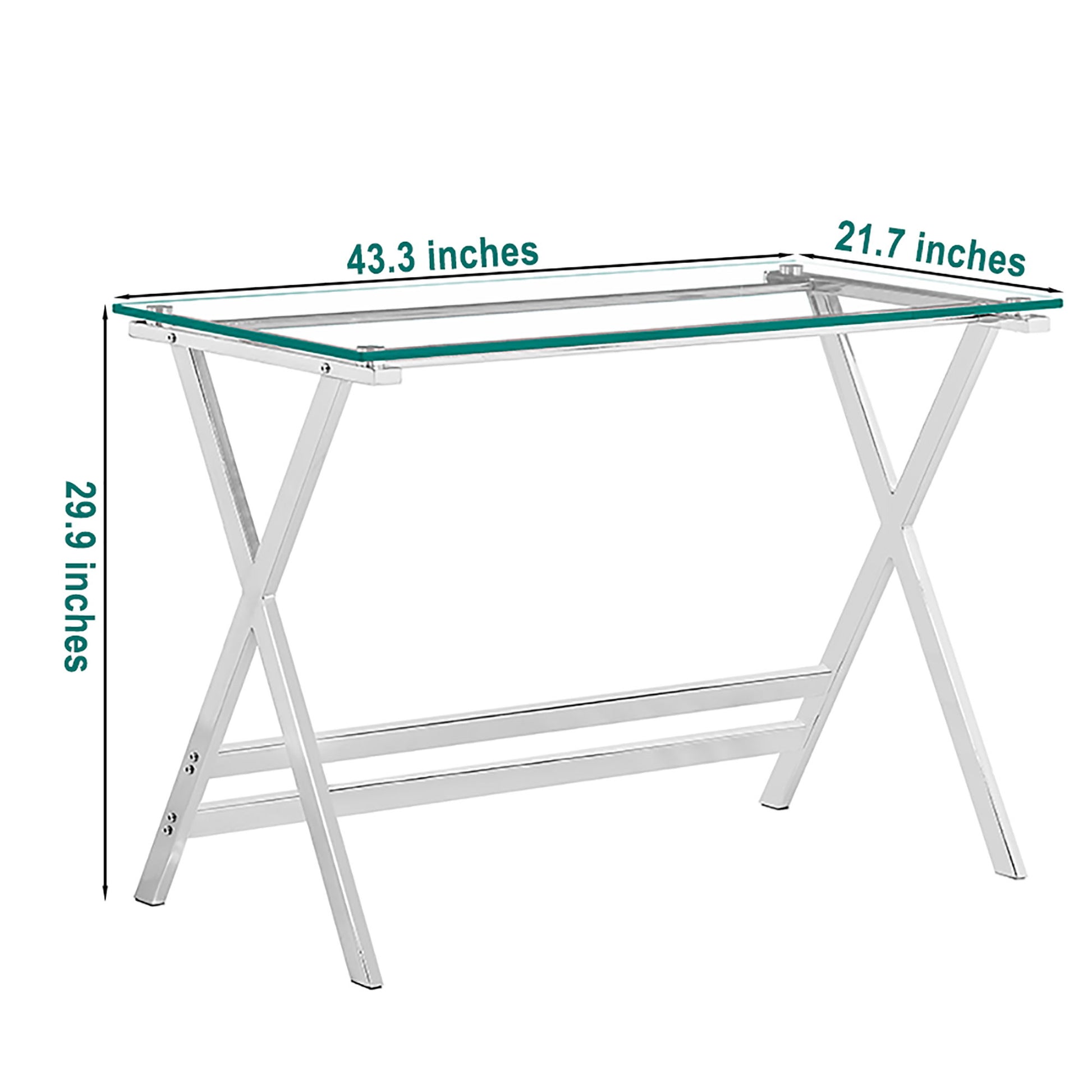 Transparent Glass Computer Desk With Rounded Edges, Tempered Glass Laptop Table - Clear Home Essentials