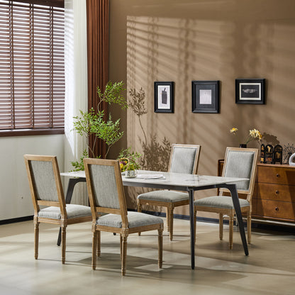 French Country Style Dining Chair With Upholstered Seating And Fluted Legs Noble House