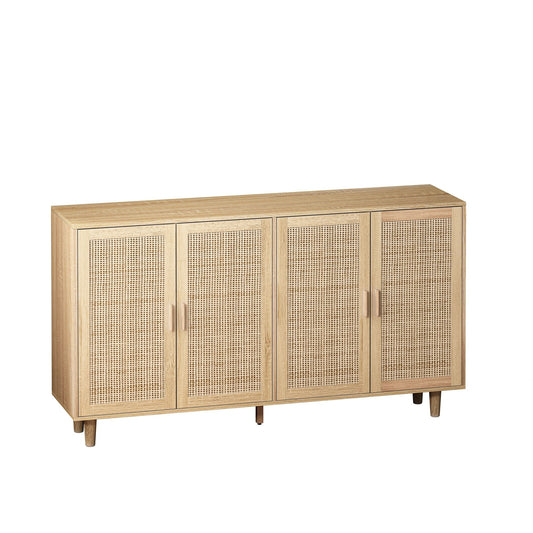 Elegant And Functional Rattan Decorative Storage Cabinet With 4 Doors Home Essentials