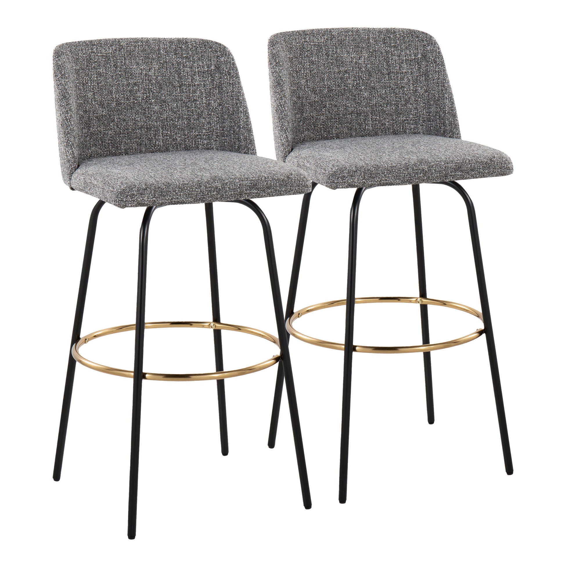 Toriano - Contemporary Fixed Height, Barstool With Swivel & Round Footrest (Set of 2) Lumi Source