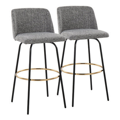 Toriano - Contemporary Fixed Height, Barstool With Swivel & Round Footrest (Set of 2) Lumi Source
