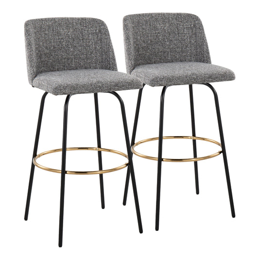 Toriano - Contemporary Fixed Height, Barstool With Swivel & Round Footrest (Set of 2) Lumi Source