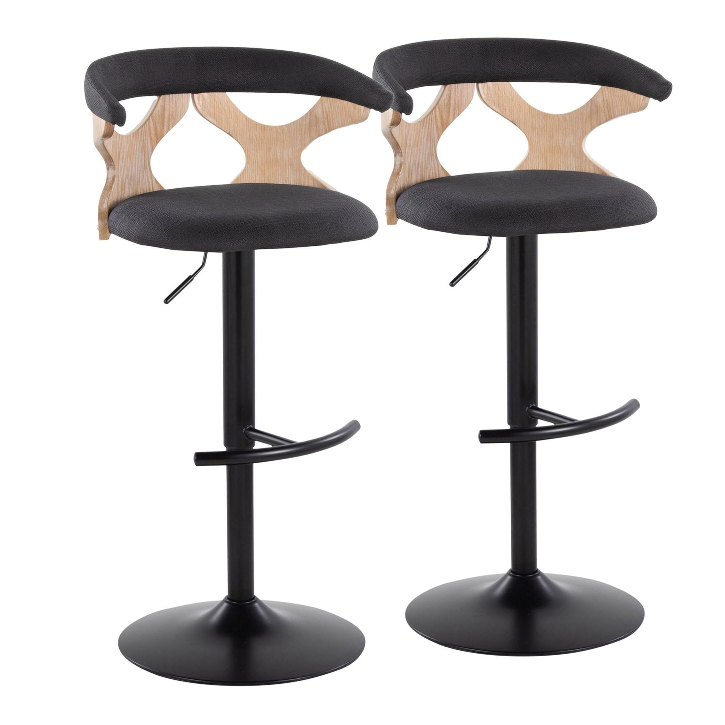 Gardenia - Contemporary Adjustable Barstool & Swivel With Rounded T Footrest (Set of 2) Lumi Source