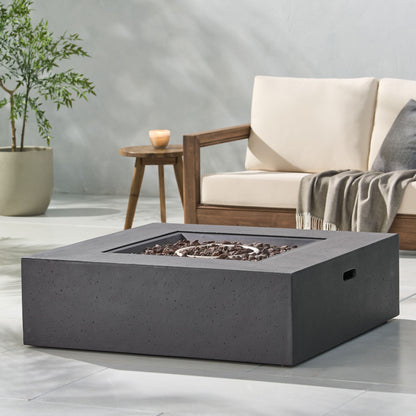 Modern 50,000 Btu Square Fire Table With Propane Tank Noble House