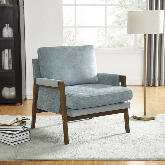 Kelly - Mid-Century Modern Velvet Accent Armchair - Blue Home Essentials