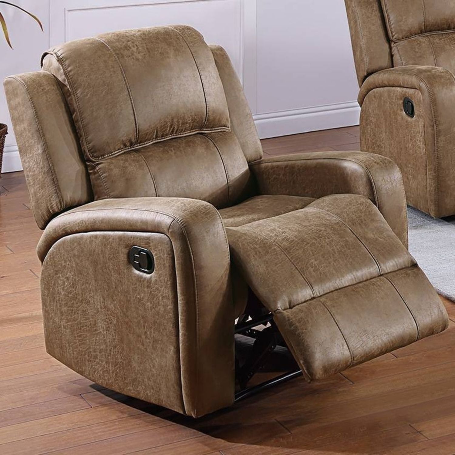 Modern Style Manual Recliner With Square Arms And Tufted Design Home Essentials