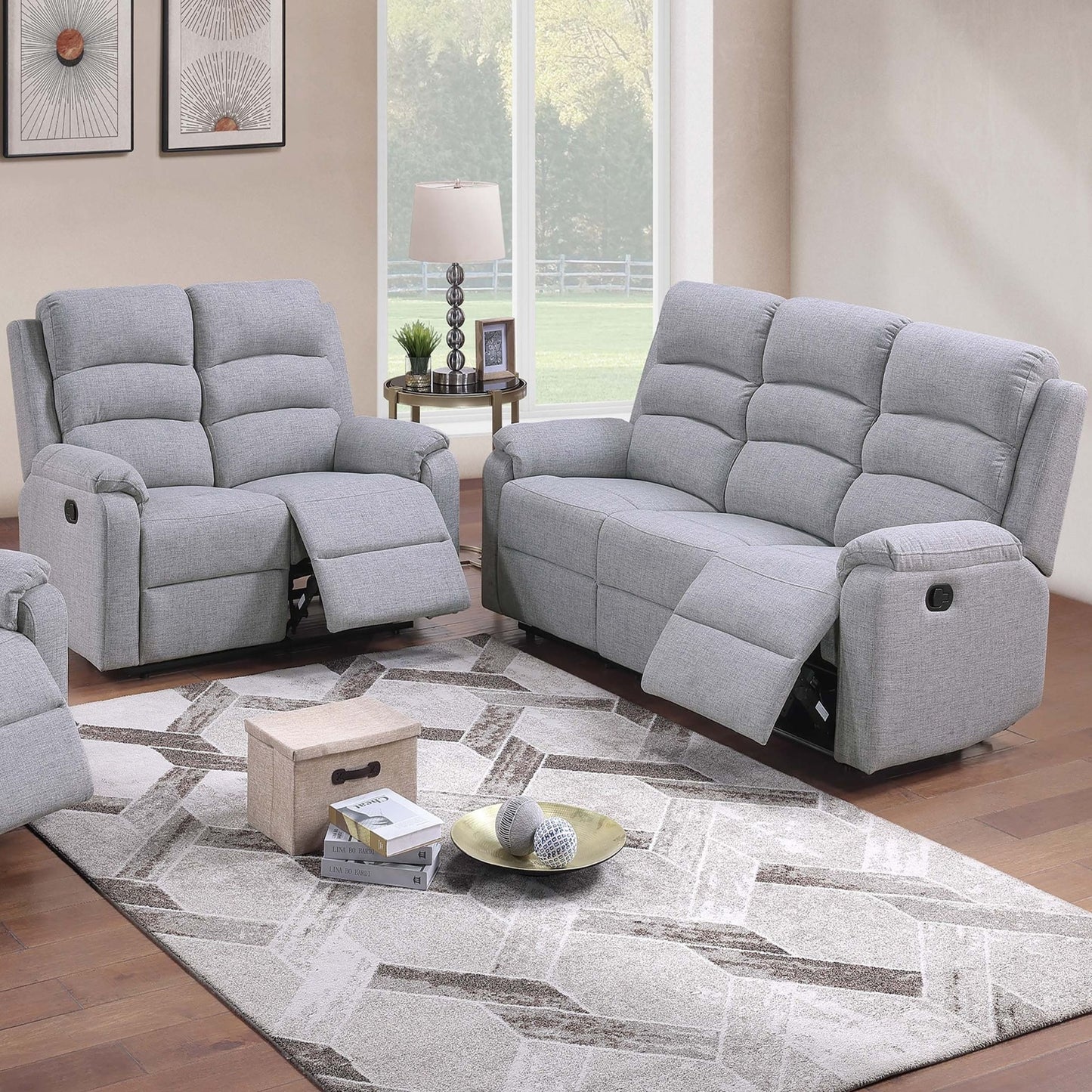 Modern Living Room Set With Manual Recliner Home Essentials