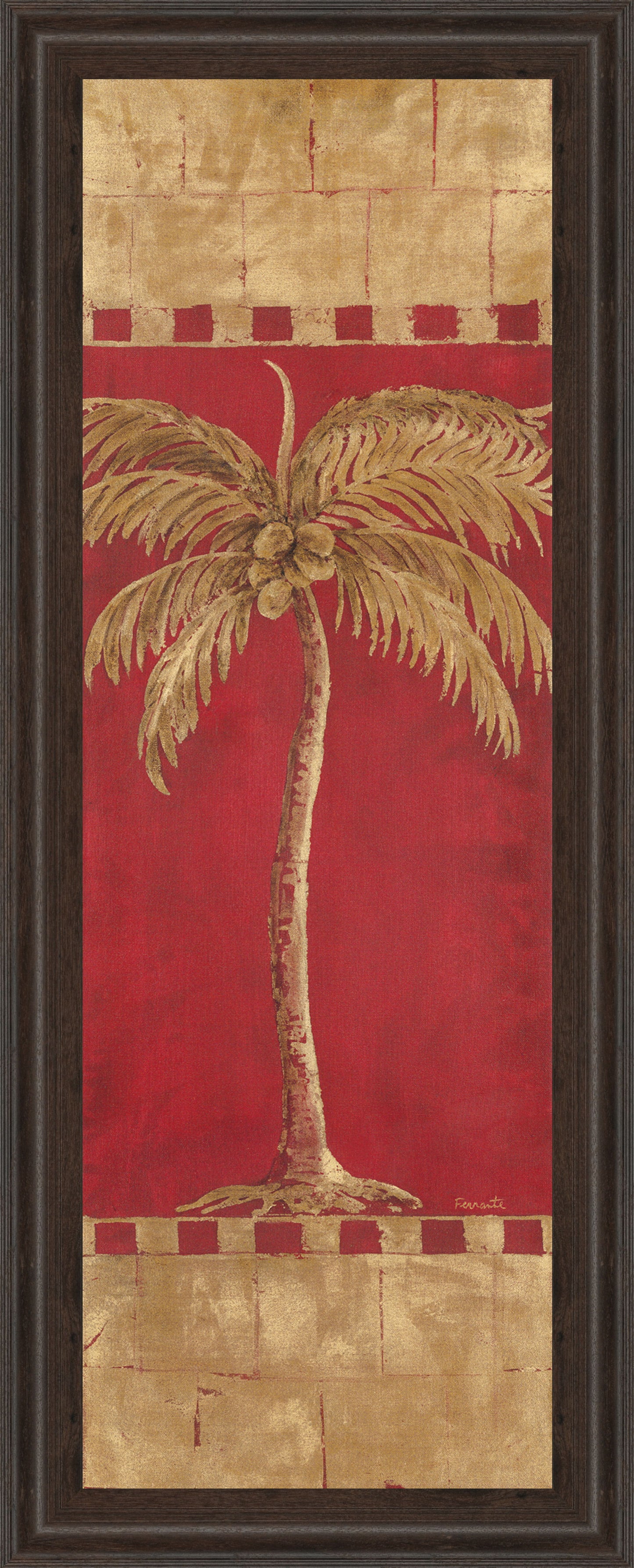 Palm Pizzazz Il By Angela Ferrante - Framed Print Wall Art - Red