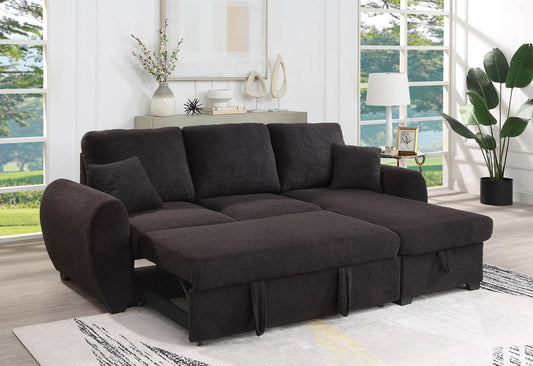 Veronica - Reversible Sleeper Sectional Sofa With Storage Chaise - Black Lilola Home