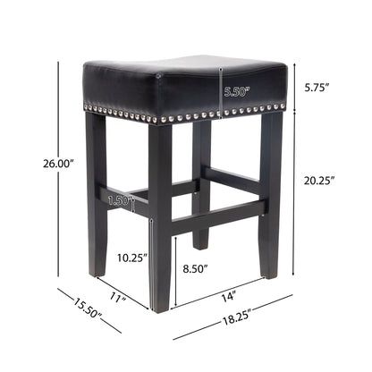 Soltique - Backless Dining Counter Stool With Nailhead Trim (Set of 2) Noble House
