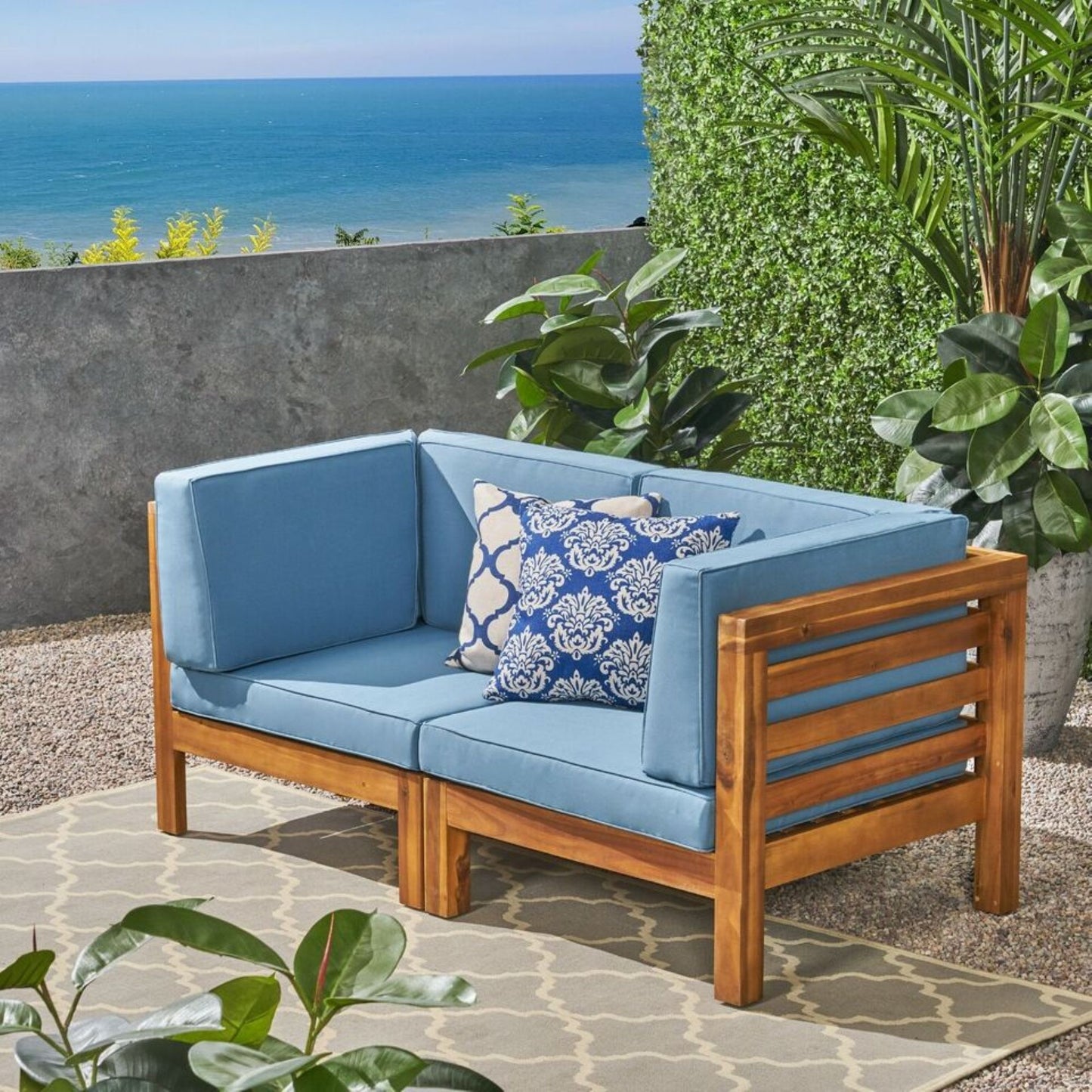 Oana - 2 Piece Loveseat Set With Water Resistant Cushions Noble House