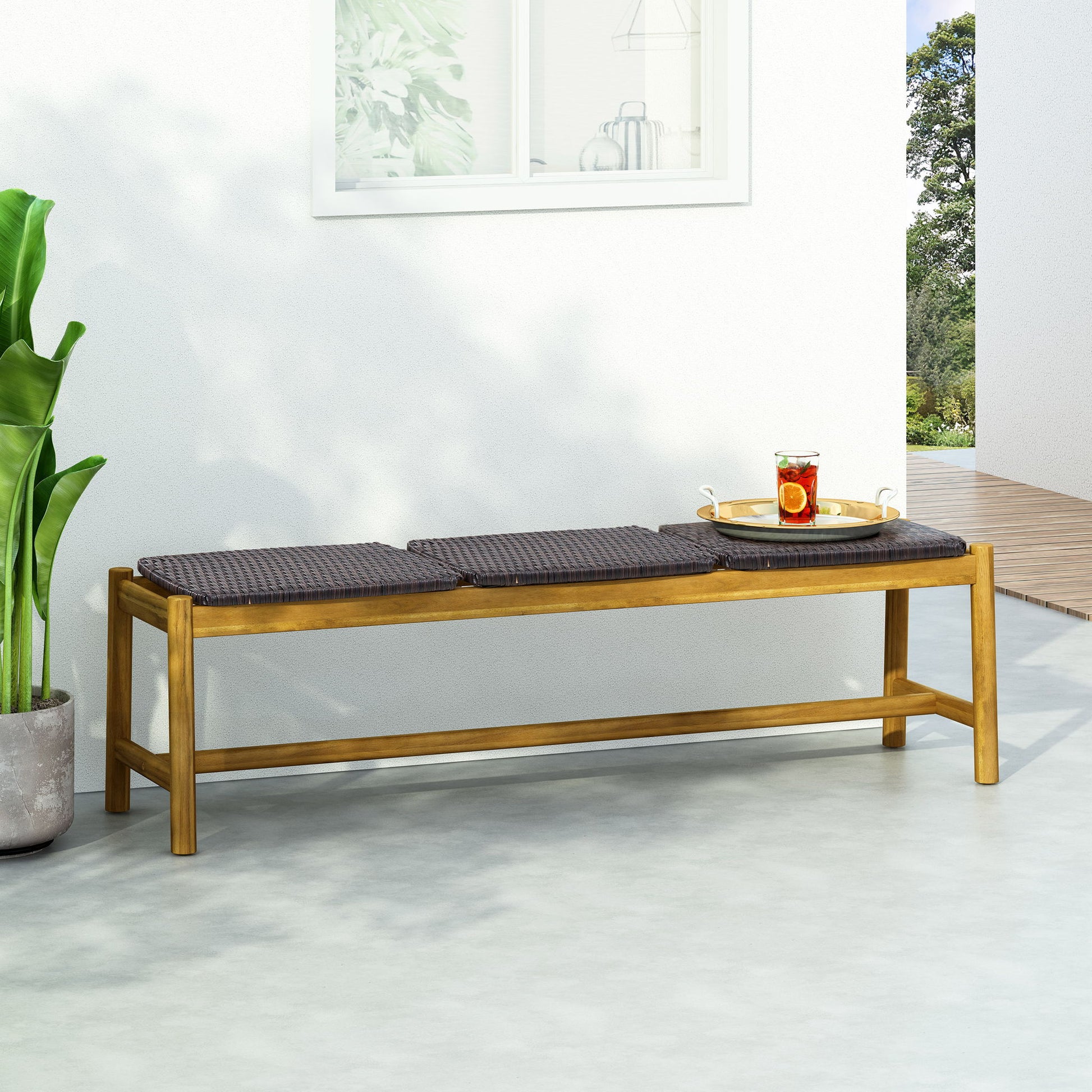 Cambria - Rustic 3 Seater Bench - Teak Noble House