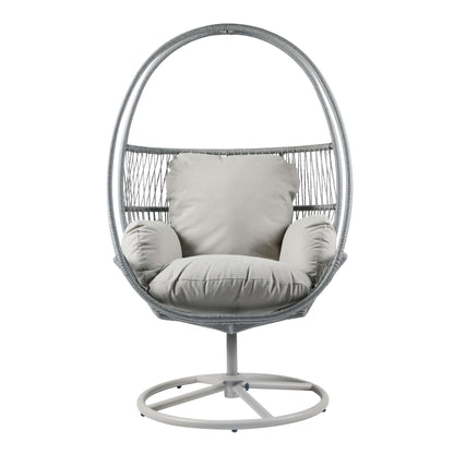 Reno - Outdoor Wicker Swivel Lounge Chair - Light Gray Noble House