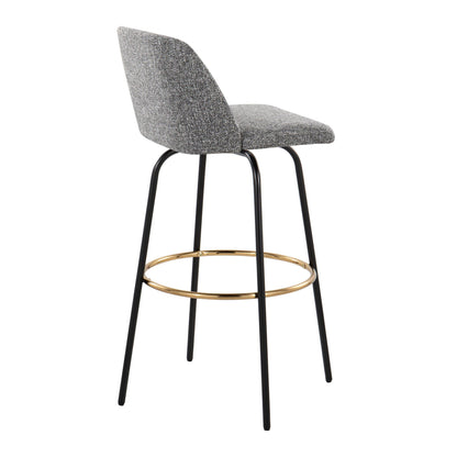 Toriano - Contemporary Fixed Height, Barstool With Swivel & Round Footrest (Set of 2) Lumi Source