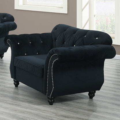 Tufted Chair With Nailhead Trim For Living Room - Black Home Essentials