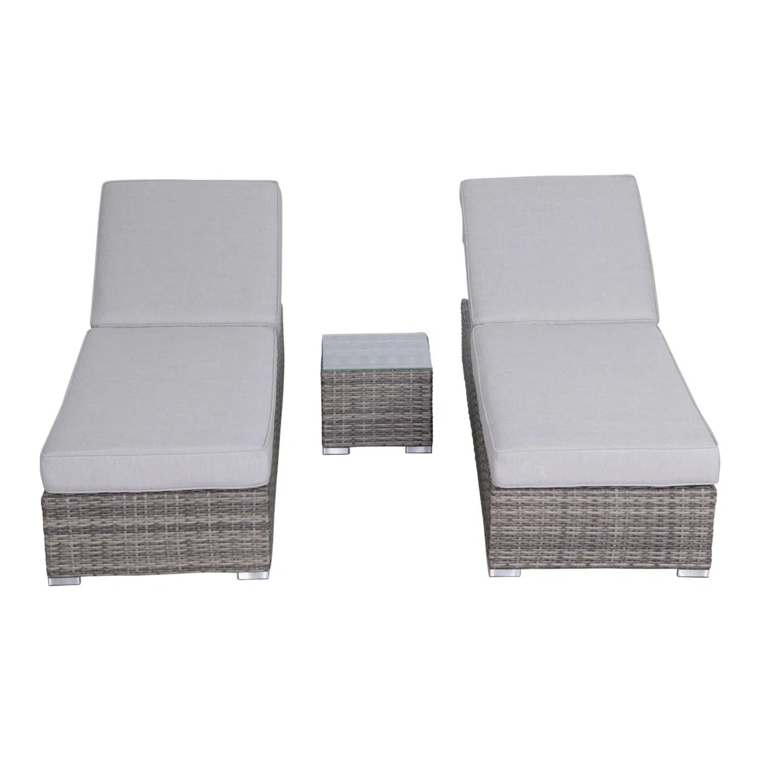 3 Piece Chaise Lounge Set With Adjustable Reclining - Gray Mix LSI Patio Furniture