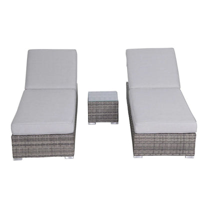 3 Piece Chaise Lounge Set With Adjustable Reclining - Gray Mix LSI Patio Furniture