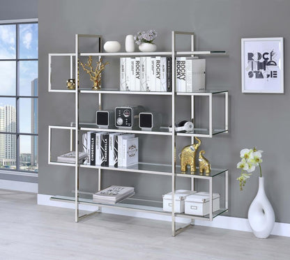 Elmer - 5-Shelf Bookshelf - Clear And Chrome CoasterElevations